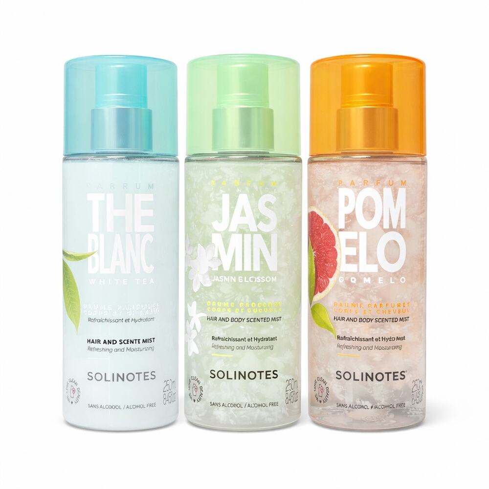 Solinotes Hair & Body Mist Bundle – The Blanc, Jasmin & Pomelo (3-Piece Set)